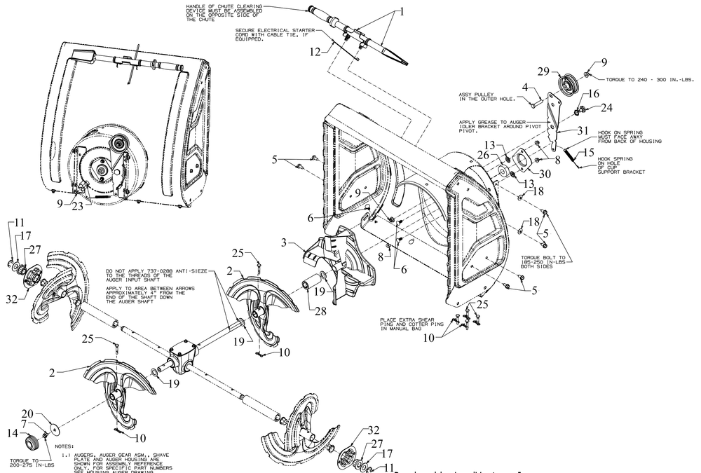 Impeller Diagram and Parts List for 3X24-INCH (31AH54SC710)(2016) Cub Cadet Snow Blower